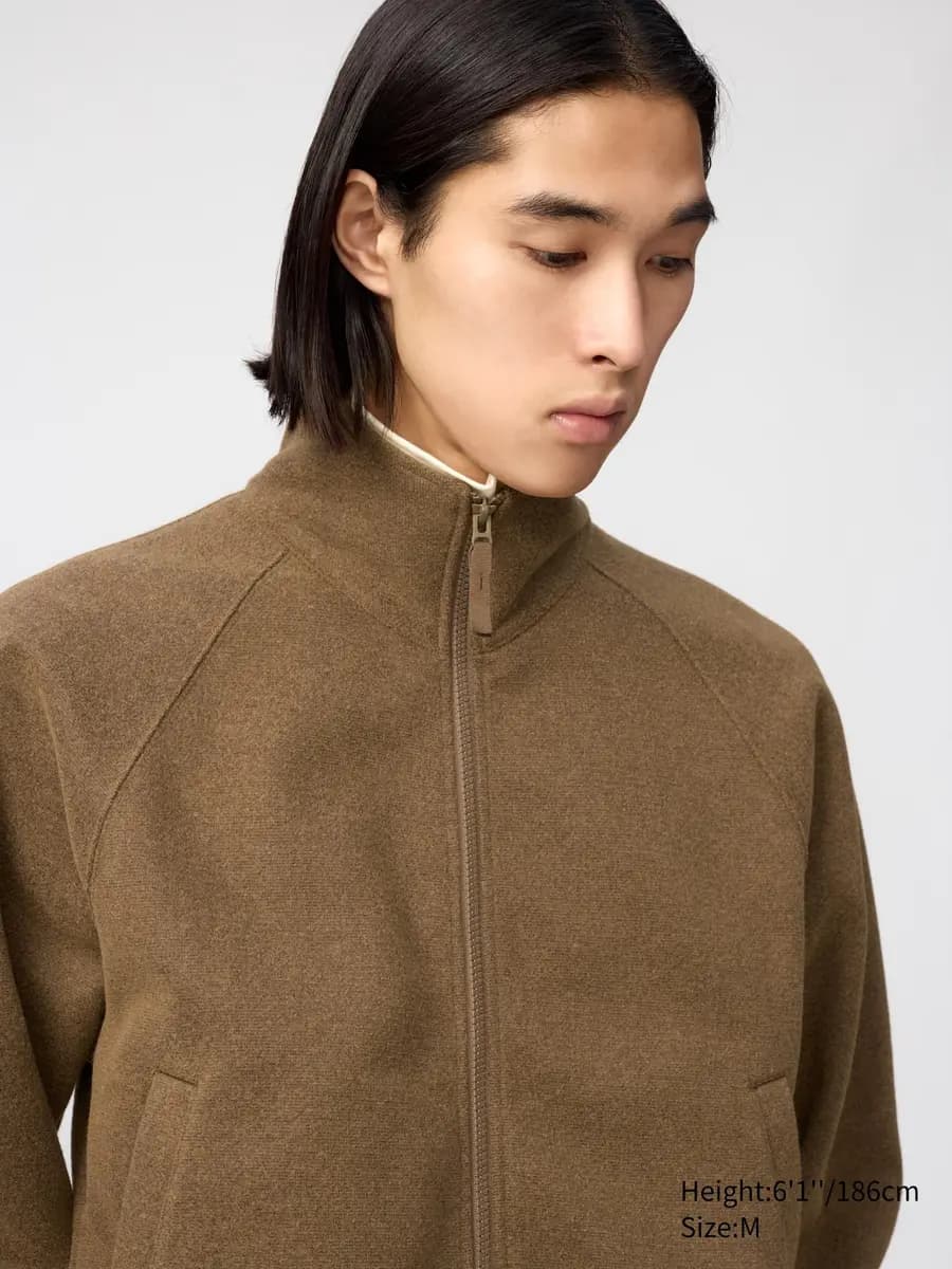 Uniqlo Brushed Full-Zip Blouson Brown [Imported, Machine wash cold, gentle cycle, Dry clean, Perfect for layering or wearing on its own.]