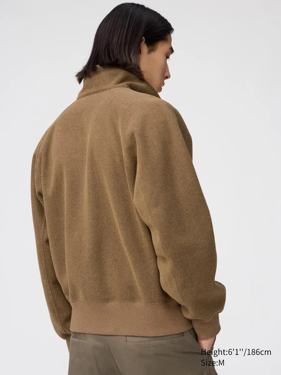 Uniqlo Brushed Full-Zip Blouson Brown [Imported, Machine wash cold, gentle cycle, Dry clean, Perfect for layering or wearing on its own.]