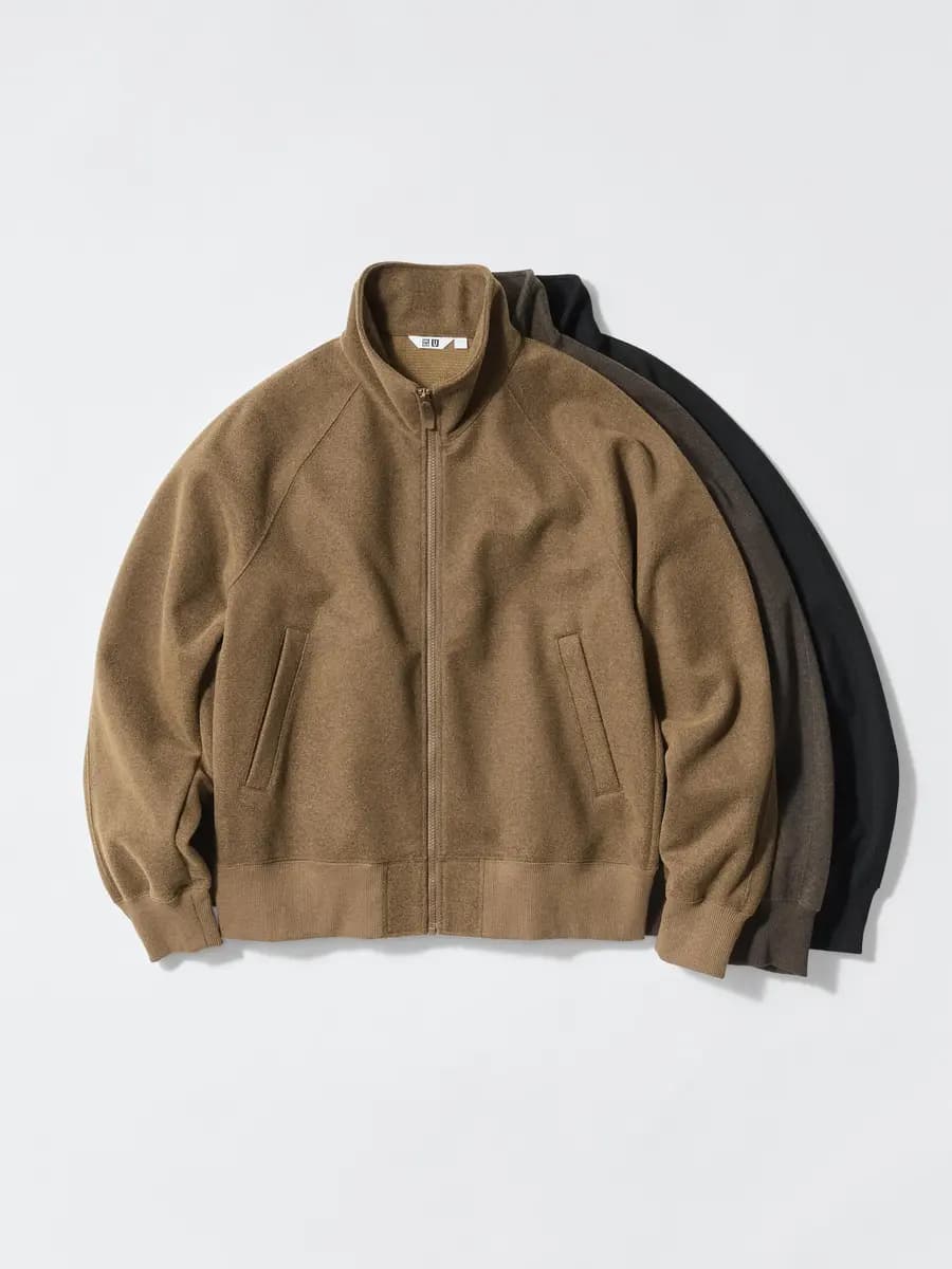 Uniqlo Brushed Full-Zip Blouson Brown [Imported, Machine wash cold, gentle cycle, Dry clean, Perfect for layering or wearing on its own.]
