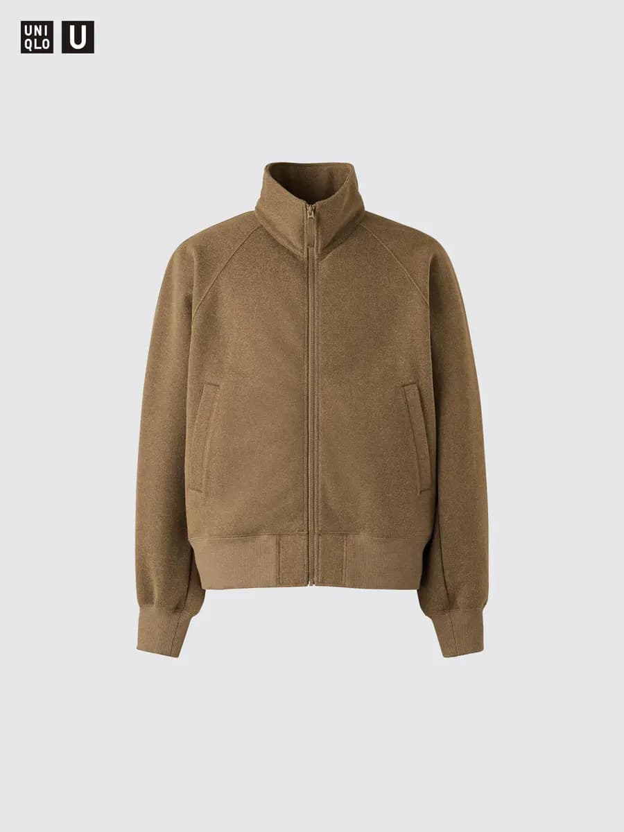 Uniqlo Brushed Full-Zip Blouson Brown [Imported, Machine wash cold, gentle cycle, Dry clean, Perfect for layering or wearing on its own.]