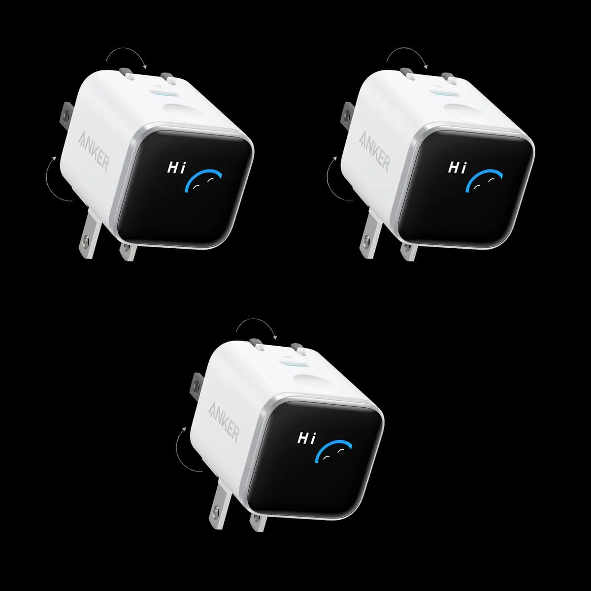 Anker Nano Charger (45W, Smart Display, 180° Foldable, 3-Pack) [100-240V~ 50 / 60Hz, 1.5A Max, 5V⎓3A / 9V⎓3A / 15V⎓3A / 20V⎓2.25A (45W Max), 45W Max]