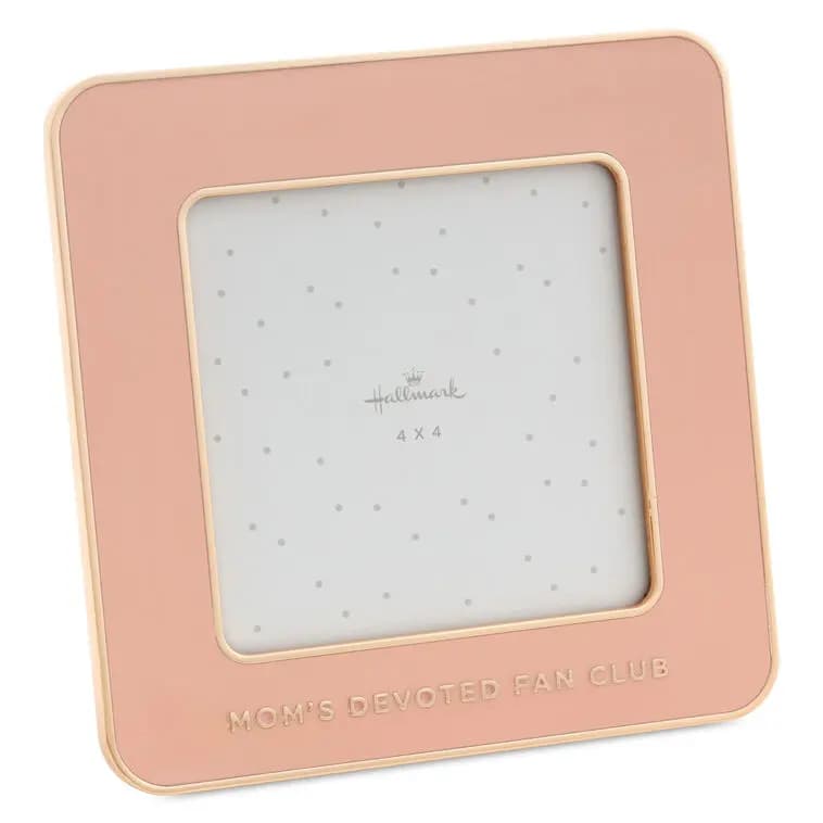 Mom's Fan Club Coral Enamel Picture Frame, 4x4 [Love you mucho, 5.5'' W x 5.5'' H x 0.5'' D, Enameled metal and glass., 1]