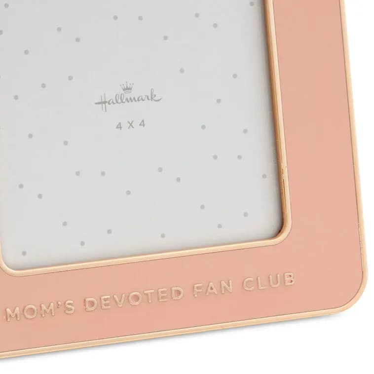 Mom's Fan Club Coral Enamel Picture Frame, 4x4 [Love you mucho, 5.5'' W x 5.5'' H x 0.5'' D, Enameled metal and glass., 1]