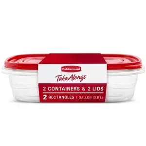Rubbermaid TakeAlong 2pk 1.1gal Plastic Rectangle Food Storage Containers - Ruby Red: Microwave & Freezer Safe [Number of Pieces 4, Dimensions (Overall) 3.75 Inches (H) x 14.31 Inc