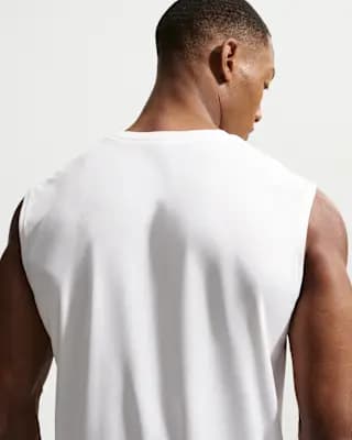 Nike Men's Dri-FIT Sleeveless Training Top White/Black [White/Black, 100% polyester, Machine wash]