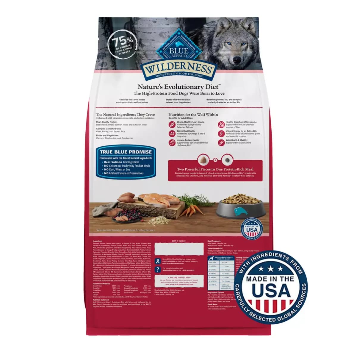 Blue Buffalo Wilderness High Protein, Salmon with Wholesome Grains Adult Dry Dog Food [Brand Blue Buffalo, Food Type Kibble, Breed Size All, Life Stage Adult]
