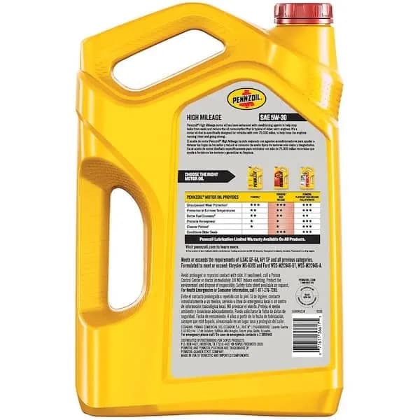 Pennzoil High Mileage SAE 5W-30 Synthetic Blend Motor Oil 5 Qt., 550045218 [Automotive Part Type: Engine Oil, General Part Type: Engine Oil, Number Of Units In Package: 1]