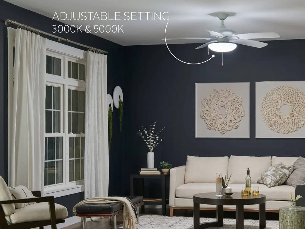 Kichler Fan Light Kit White (380981) [Attribute Selectable CCT, Attribute 2 Built-In Options, Attribute 3000K, 5000K]