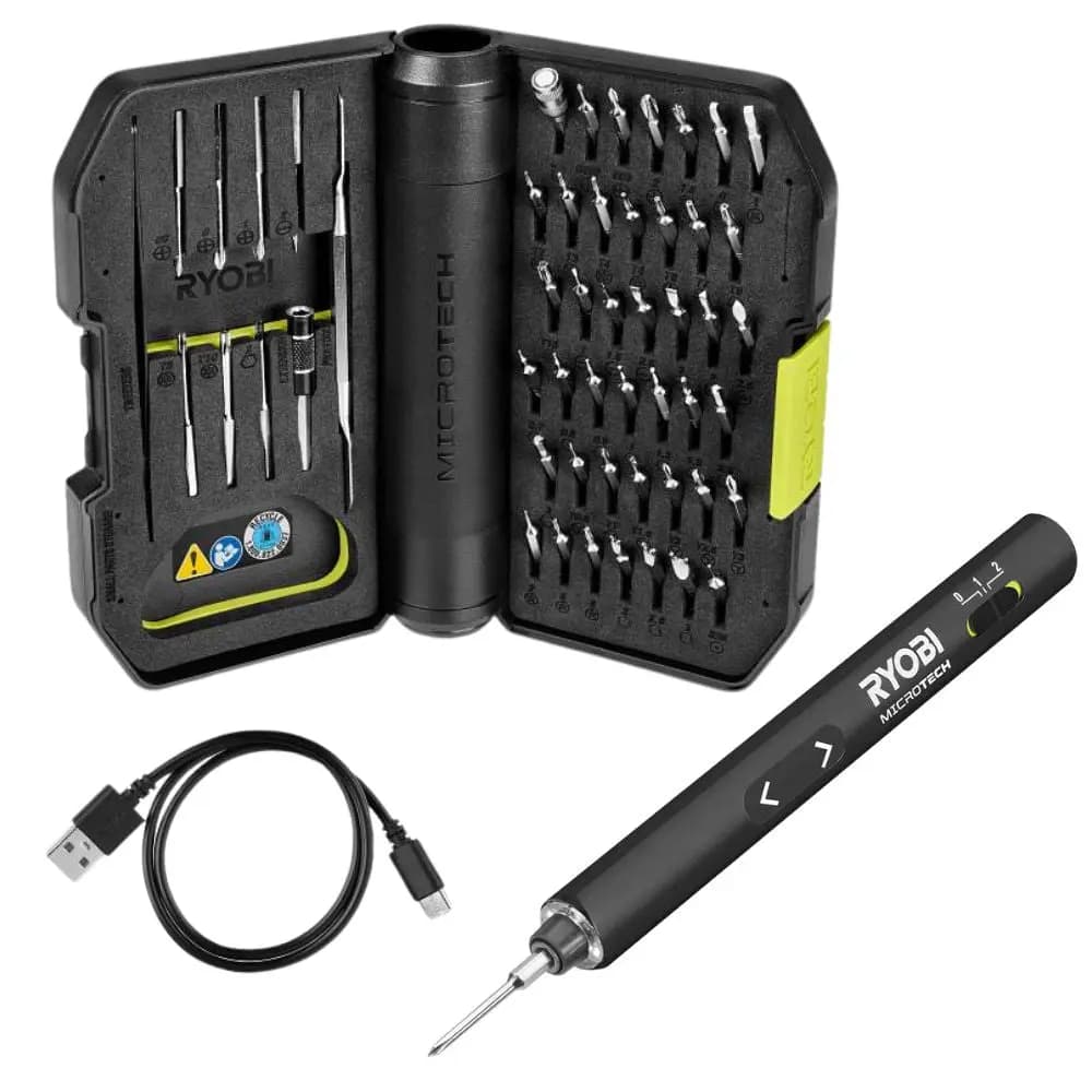RYOBI MICROTECH Electric Precision Screwdriver [Torque up to 0.2 Nm, RPM 200, Collet Type 4mm]