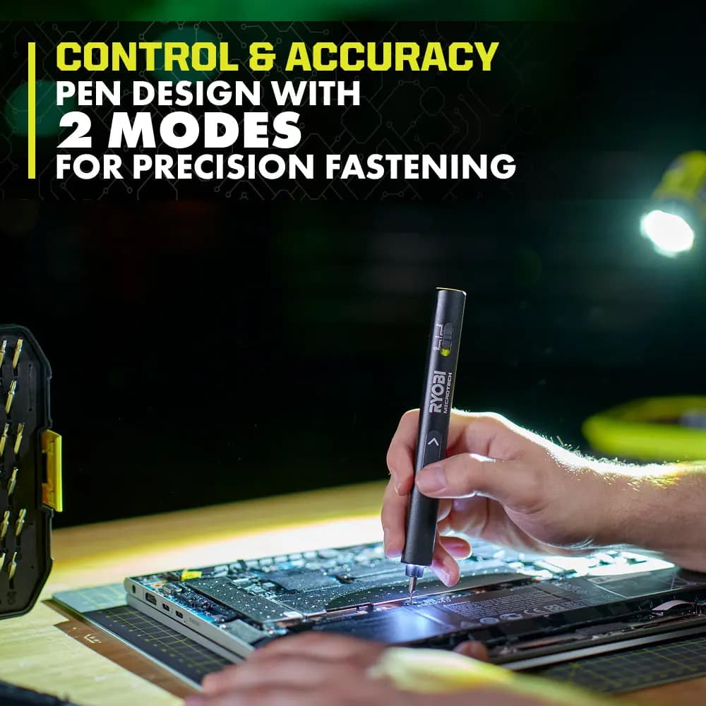 RYOBI MICROTECH Electric Precision Screwdriver [Torque up to 0.2 Nm, RPM 200, Collet Type 4mm]
