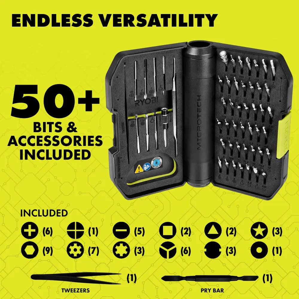 RYOBI MICROTECH Electric Precision Screwdriver [Torque up to 0.2 Nm, RPM 200, Collet Type 4mm]