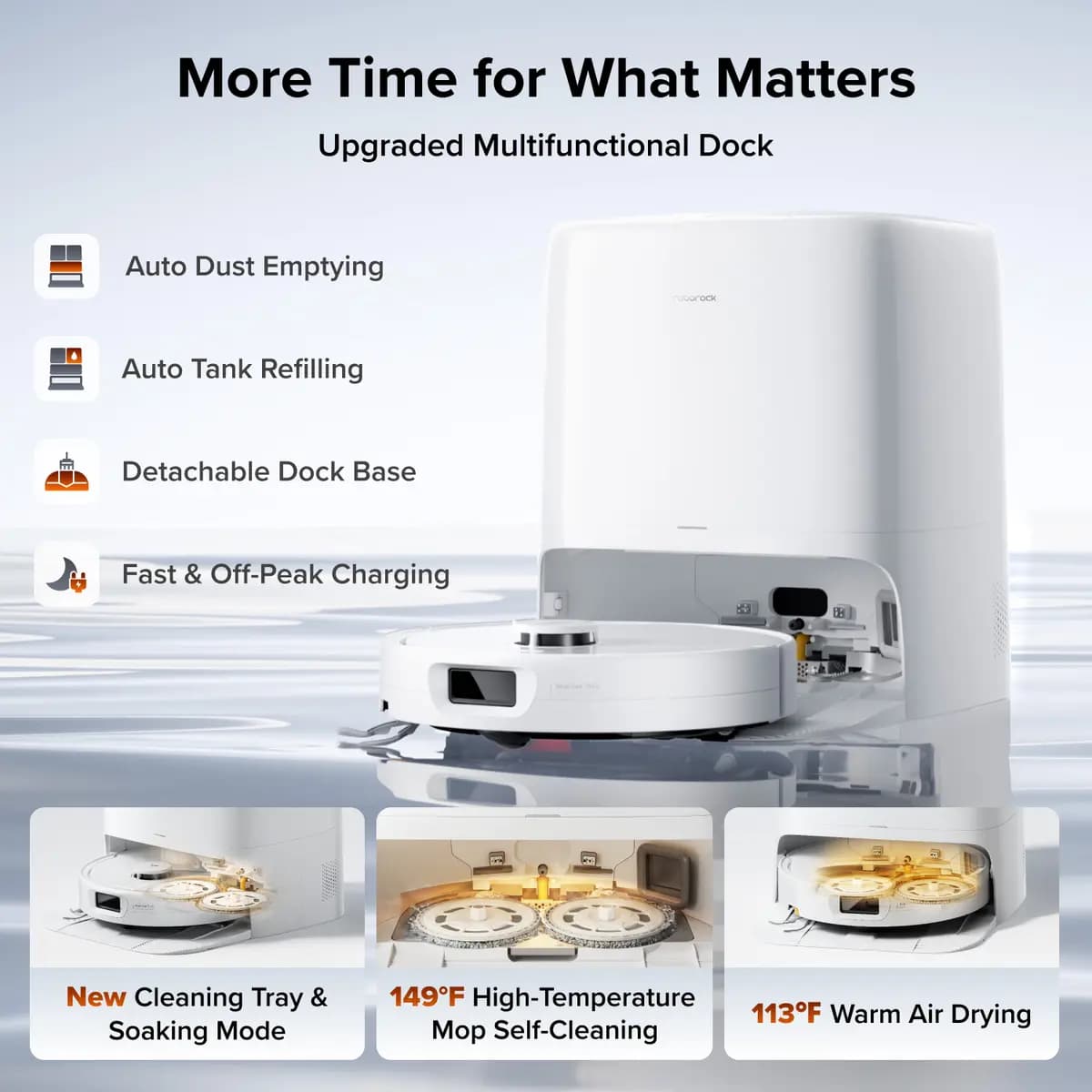 Roborock Qrevo 2 Pro White [20,000 Pa, 13.86 x 13.78 x 3.80 in, auto mop removal]