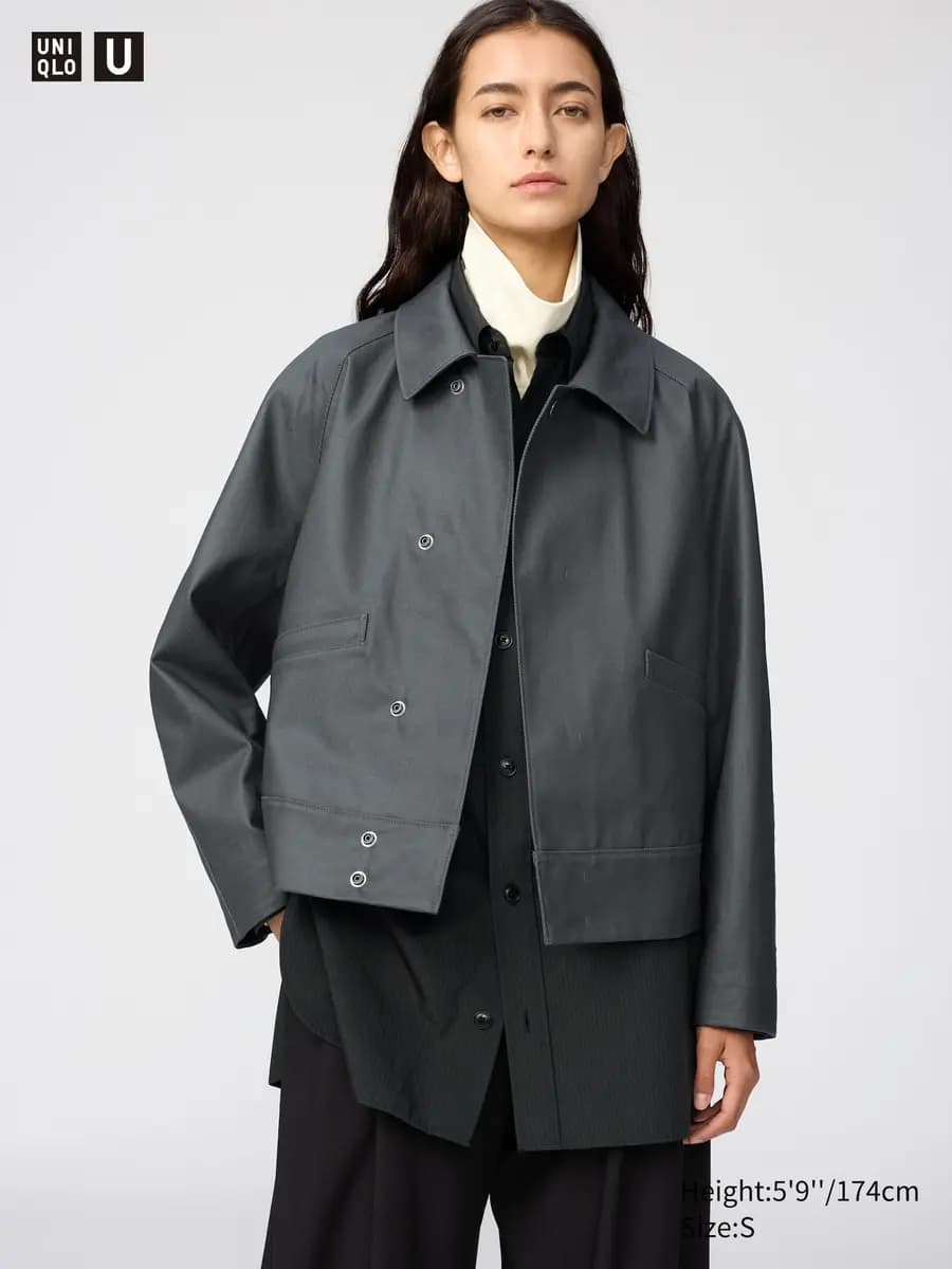 Uniqlo Coated Blouson Dark Gray [100% Cotton, Imported, Hand wash cold, Do not dry clean]