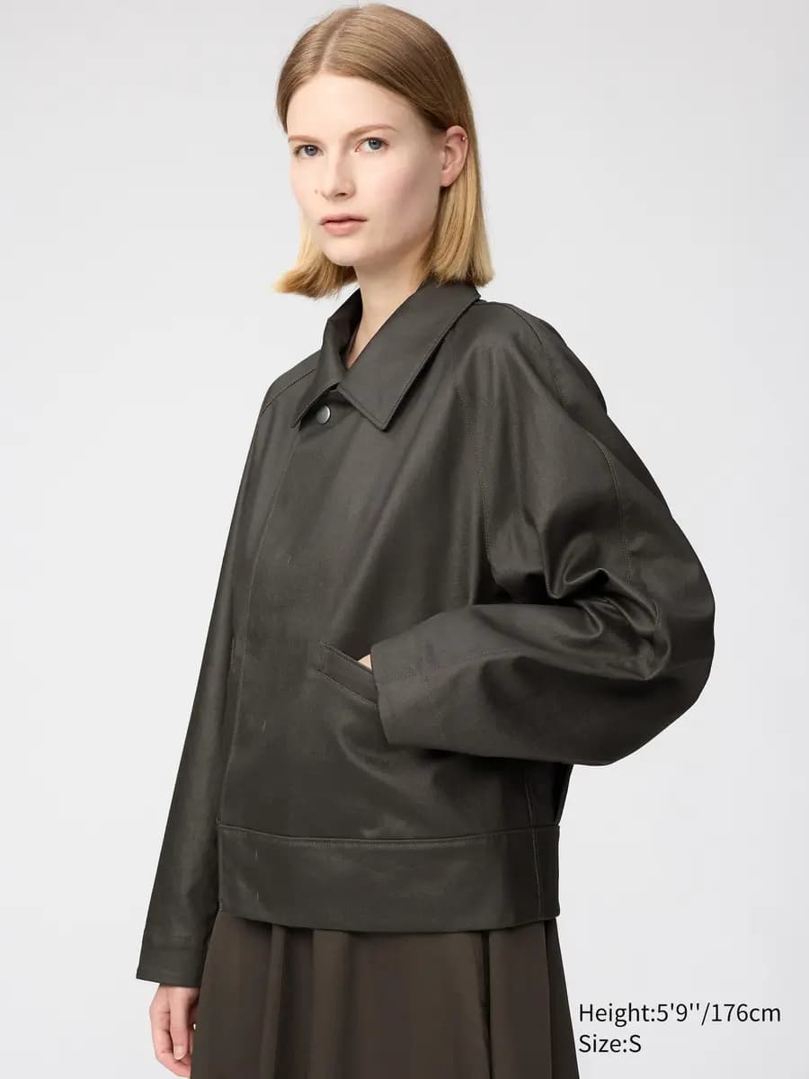 Uniqlo Coated Blouson Dark Gray [100% Cotton, Imported, Hand wash cold, Do not dry clean]