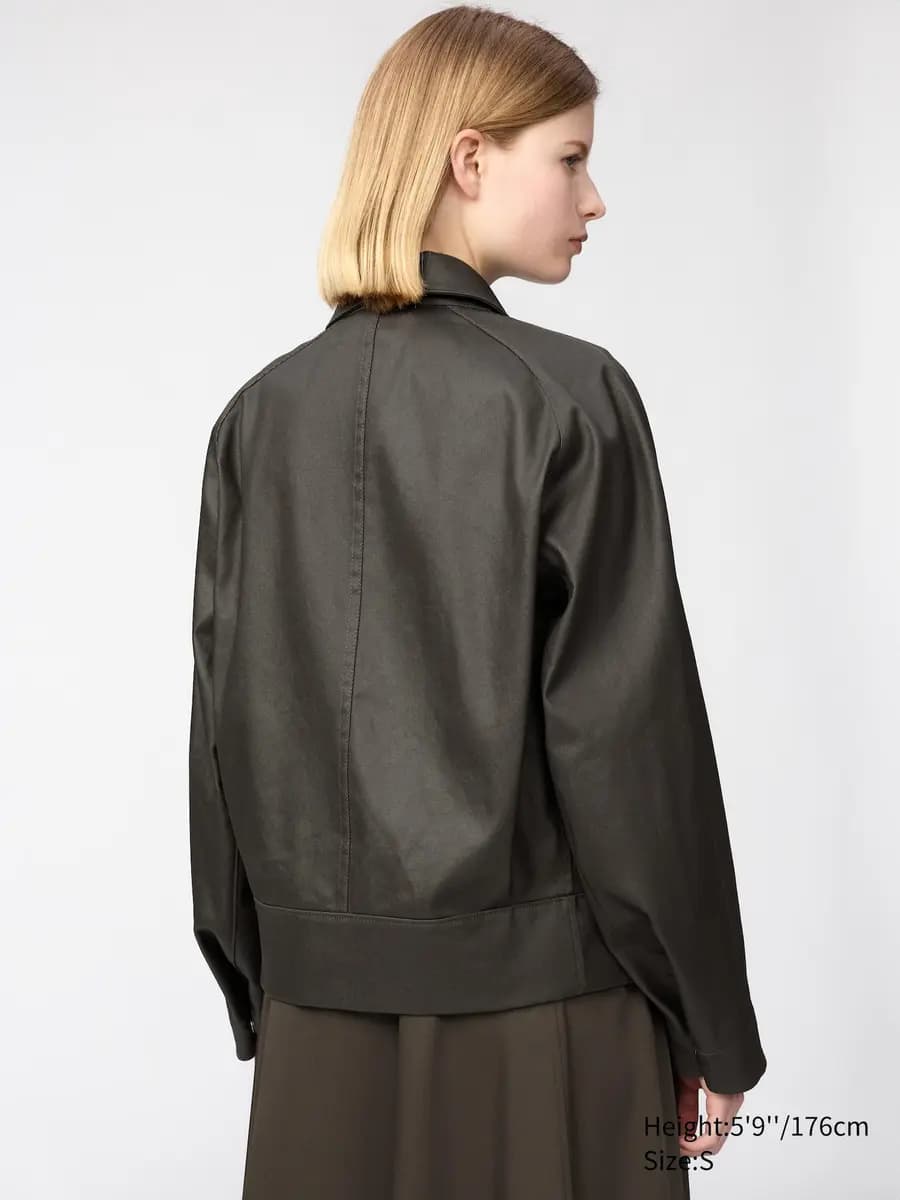 Uniqlo Coated Blouson Dark Gray [100% Cotton, Imported, Hand wash cold, Do not dry clean]