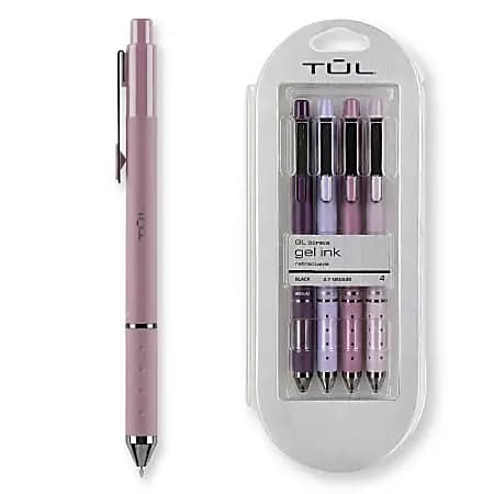 TUL® GL Series Retractable Gel Pens, Medium Point, 0.7 mm, Assorted Ton-Sur-Ton Purple Barrels, Black Ink, Pack Of 4 Pens [Color (Ink) Black, Color (Barrel) Assorted Purple, point 