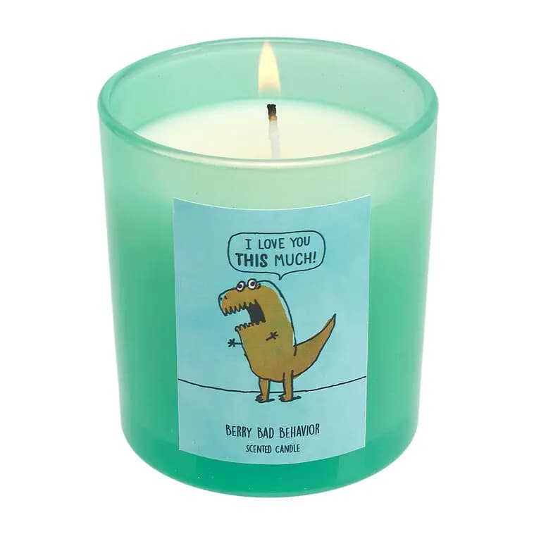 Shoebox I Smell T-rrific Berry Scented Candle, 5 oz. [Message (on candle) I Love You This Much!, Dimensions 2.88" W x 3.23" H x 2.88" D, Count 1, Volume 5 oz.]