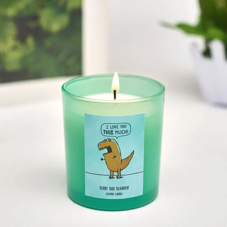 Shoebox I Smell T-rrific Berry Scented Candle, 5 oz. [Message (on candle) I Love You This Much!, Dimensions 2.88" W x 3.23" H x 2.88" D, Count 1, Volume 5 oz.]