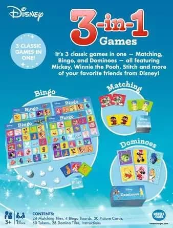 Ravensburger Children Game - Disney Classic 3-in-1 - Games for kids 4 years up [ages 4 - 99]