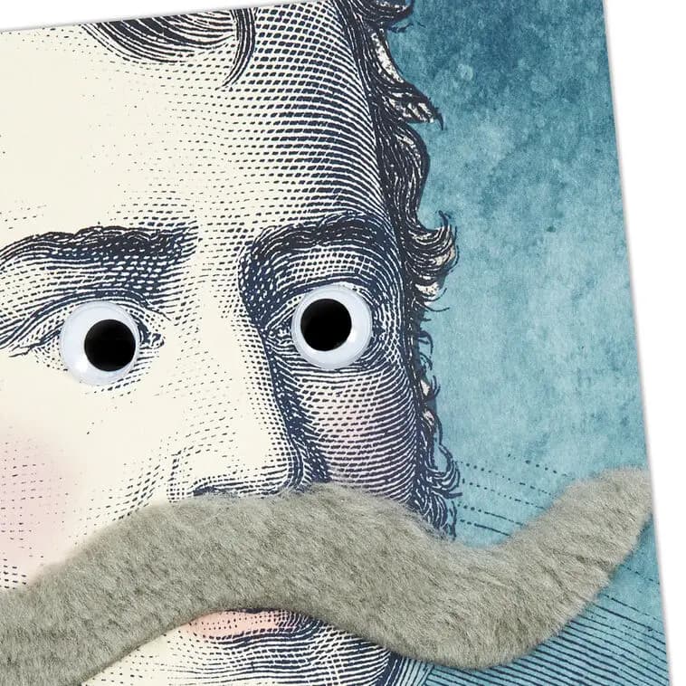 Dapper Gentleman Funny Birthday Card With Removable Mustache [Front Happy Birthday, Sir., Dimensions 5.75" x 8.5", Item number 699IMI2024]