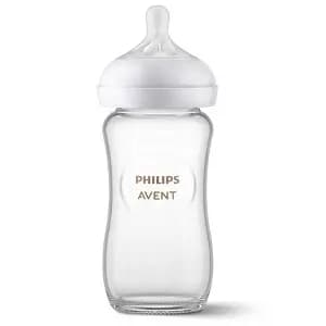 Philips Avent Glass Natural Baby Bottle with Natural Response Nipple - Clear - 8oz [Dimensions (Overall) 7.24 Inches (H) x 2.87 Inches (W) x 2.87, Weight .64 Ounces, Suggested Age 