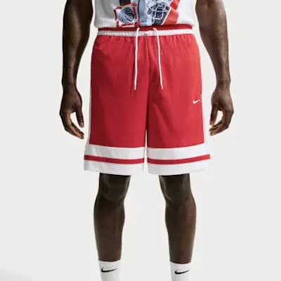 Nike Men's Dri-FIT 8" Basketball Shorts University Red/White/University Red/White [University Red/White/University Red/White, 8" inseam, Elastic waistband with drawcord]