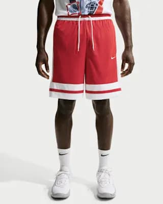 Nike Men's Dri-FIT 8" Basketball Shorts University Red/White/University Red/White [University Red/White/University Red/White, 8" inseam, Elastic waistband with drawcord]