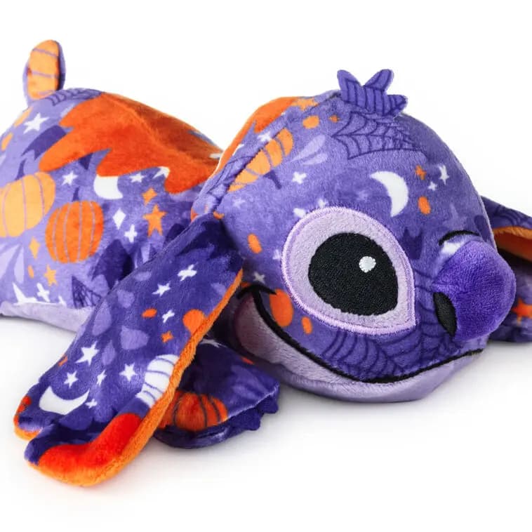 Disney Stitch Pumpkins and Bats Floppy Plush [10.5'' W x 4'' H x 6.5'' D, Plush fabric with polyester filling, To clean, wipe with damp cloth., 1HGN5323]