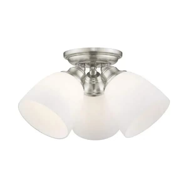 AVIANCE LIGHTING Beaumont 3 Light Brushed Nickel Flush Mount, HD43565 [Design Style: Cluster,Round, Dimmable Capability: Dimmable, Features: No Additional Features]