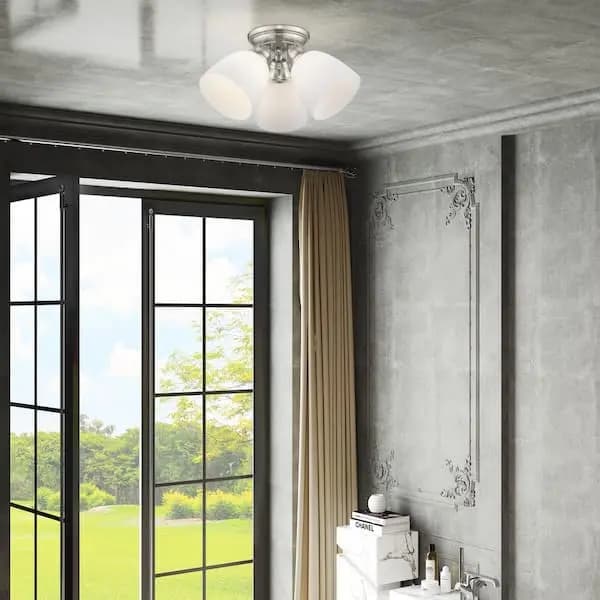 AVIANCE LIGHTING Beaumont 3 Light Brushed Nickel Flush Mount, HD43565 [Design Style: Cluster,Round, Dimmable Capability: Dimmable, Features: No Additional Features]