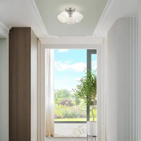 AVIANCE LIGHTING Beaumont 3 Light Brushed Nickel Flush Mount, HD43565 [Design Style: Cluster,Round, Dimmable Capability: Dimmable, Features: No Additional Features]