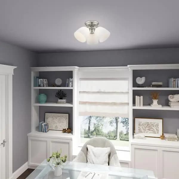 AVIANCE LIGHTING Beaumont 3 Light Brushed Nickel Flush Mount, HD43565 [Design Style: Cluster,Round, Dimmable Capability: Dimmable, Features: No Additional Features]