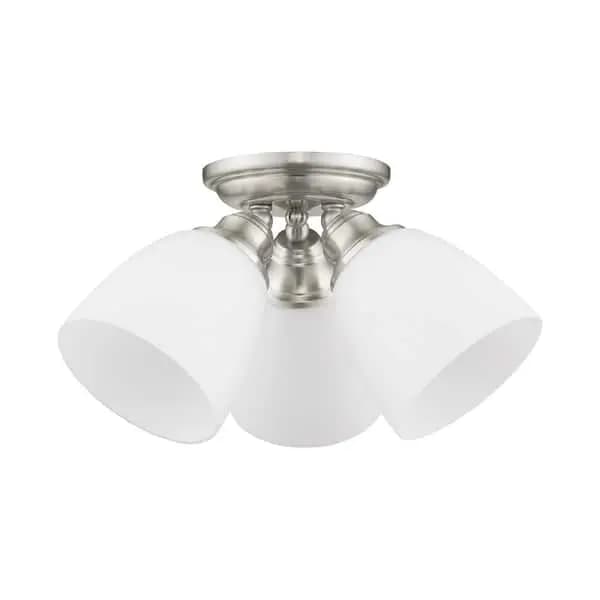 AVIANCE LIGHTING Beaumont 3 Light Brushed Nickel Flush Mount, HD43565 [Design Style: Cluster,Round, Dimmable Capability: Dimmable, Features: No Additional Features]