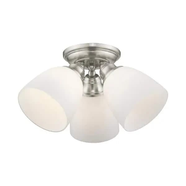AVIANCE LIGHTING Beaumont 3 Light Brushed Nickel Flush Mount, HD43565 [Design Style: Cluster,Round, Dimmable Capability: Dimmable, Features: No Additional Features]