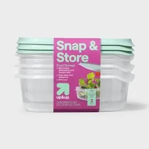 Snap & Store Rectangle Food Storage Containers - 32 fl oz/3ct - up&up™ [Number of Pieces 3, Piece 1 7.4 Inches (W) x 2.6 Inches (H), Quantit, Piece 2 7.4 Inches (W) x 2.6 Inches (H