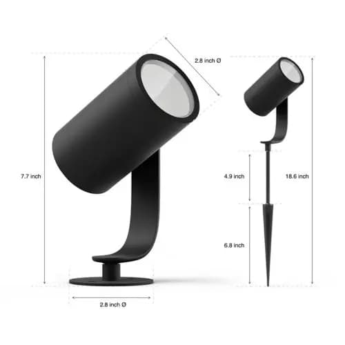 Philips Hue Lily Outdoor Spot light Extension Standard [Overall height 7-5/8 inch, Cable length 500, Color temperature 2000-6500 K]