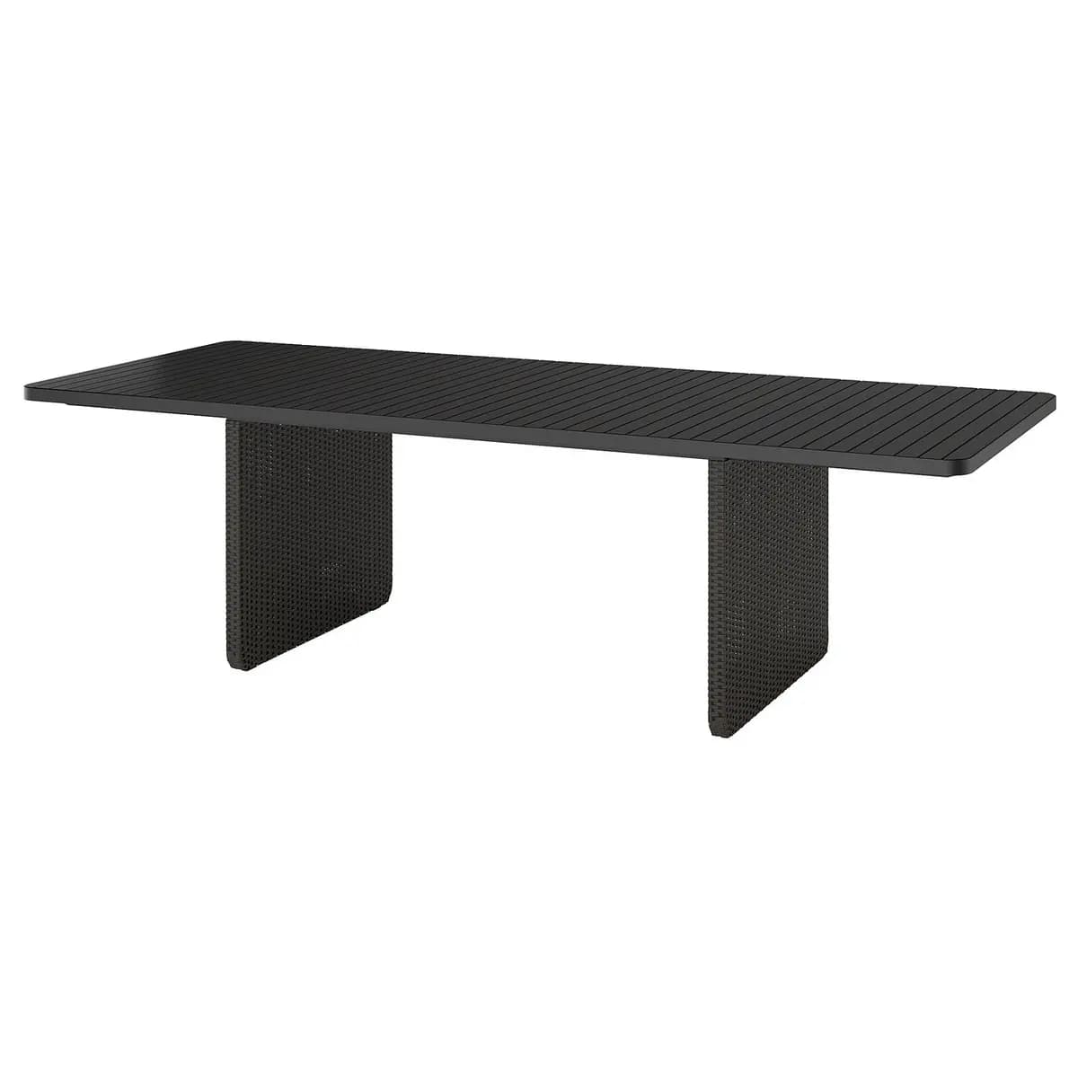 IKEA VITTSKÄR Table, plastic rattan outdoor/dark gray [Width 37 3/4 ", Height 29 1/8 ", Length 103 7/8 "]