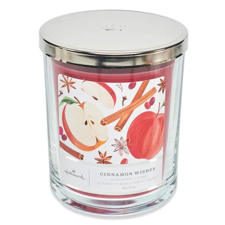 Cinnamon Wishes Scented 3-Wick Jar Candle, 16 oz. [Dimensions 16 oz.; 3.7" dia. x 5" H, Count 1, Scent Cinnamon and chai, Item number HMCNMN]