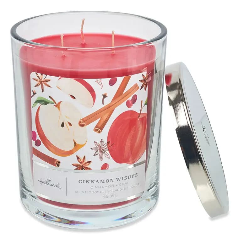 Cinnamon Wishes Scented 3-Wick Jar Candle, 16 oz. [Dimensions 16 oz.; 3.7" dia. x 5" H, Count 1, Scent Cinnamon and chai, Item number HMCNMN]