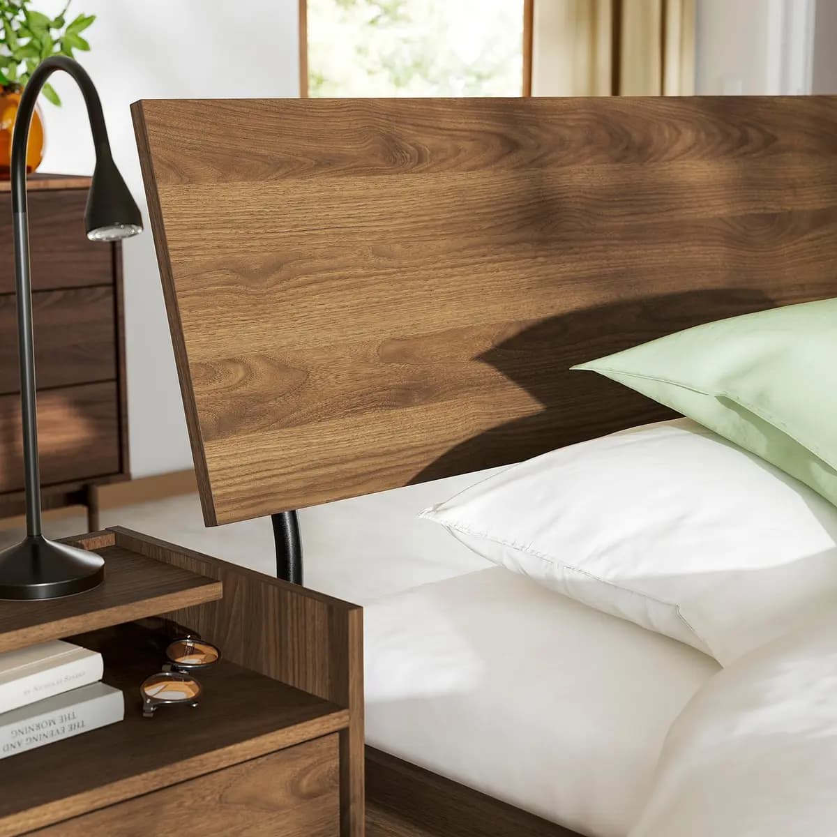 IKEA RÅDMANSÖ Bed frame, brown walnut effect Queen [Width 63 ", Length 87 3/8 ", Max. headboard height 40 1/2 "]