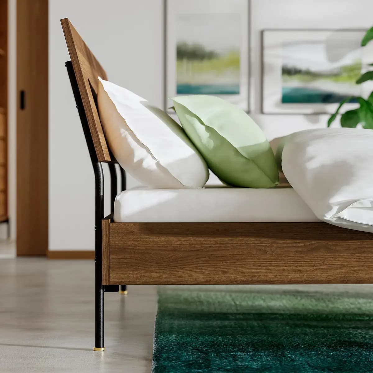IKEA RÅDMANSÖ Bed frame, brown walnut effect Queen [Width 63 ", Length 87 3/8 ", Max. headboard height 40 1/2 "]