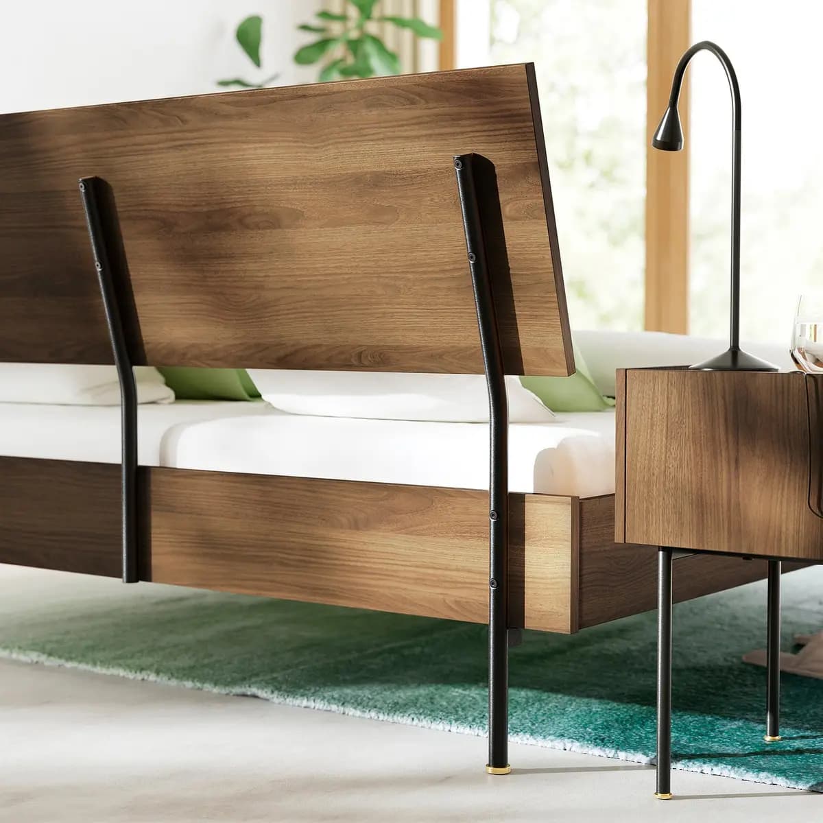 IKEA RÅDMANSÖ Bed frame, brown walnut effect Queen [Width 63 ", Length 87 3/8 ", Max. headboard height 40 1/2 "]