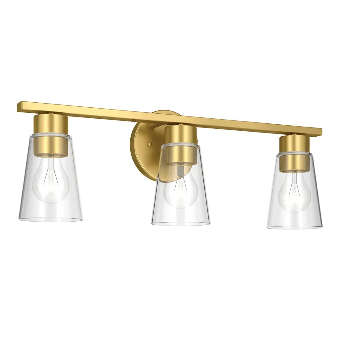 Kichler Stamos Vanity Light Black [Attribute 3-Light, Attribute Clear Glass, Attribute Cone Shade]