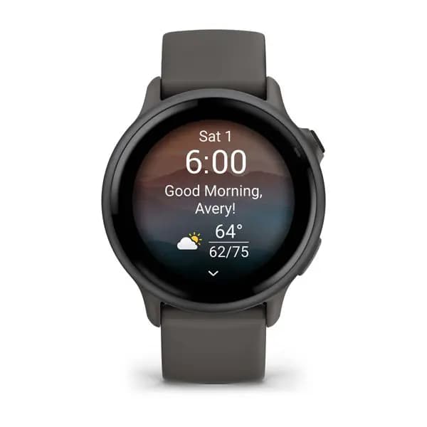 Garmin vívoactive 6 Slate with Pebble Gray Band [AMOLED (optional always-on mode), Swim, 5 ATM, 1.2" (30.4 mm) diameter]