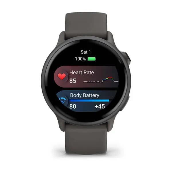 Garmin vívoactive 6 Slate with Pebble Gray Band [AMOLED (optional always-on mode), Swim, 5 ATM, 1.2" (30.4 mm) diameter]