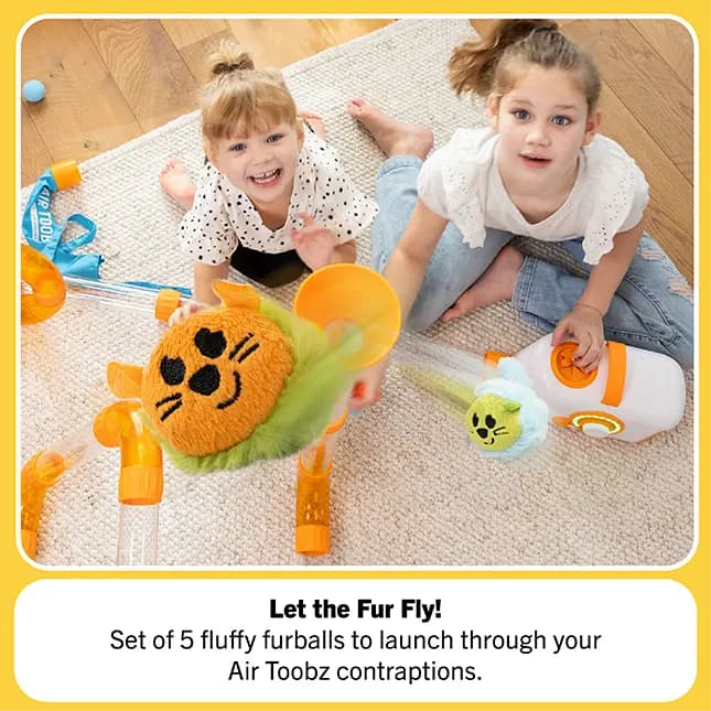 Fat Brain Toys Air Toobz Toobzters 5 Fluffy Furballs to Launch through Any Air Toobz Contraptions, Ages 3 and Up [Set of 5 fluffy furballs to launch through your Air Toobz contrapt