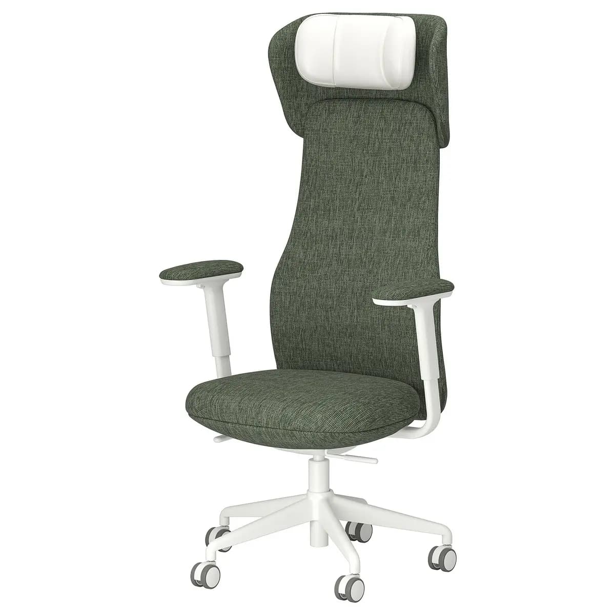 IKEA GRÖNFJÄLL Office chair with arm/headrest, Letafors green/white [Tested for 276 lb, Width 28 ", Depth 28 "]