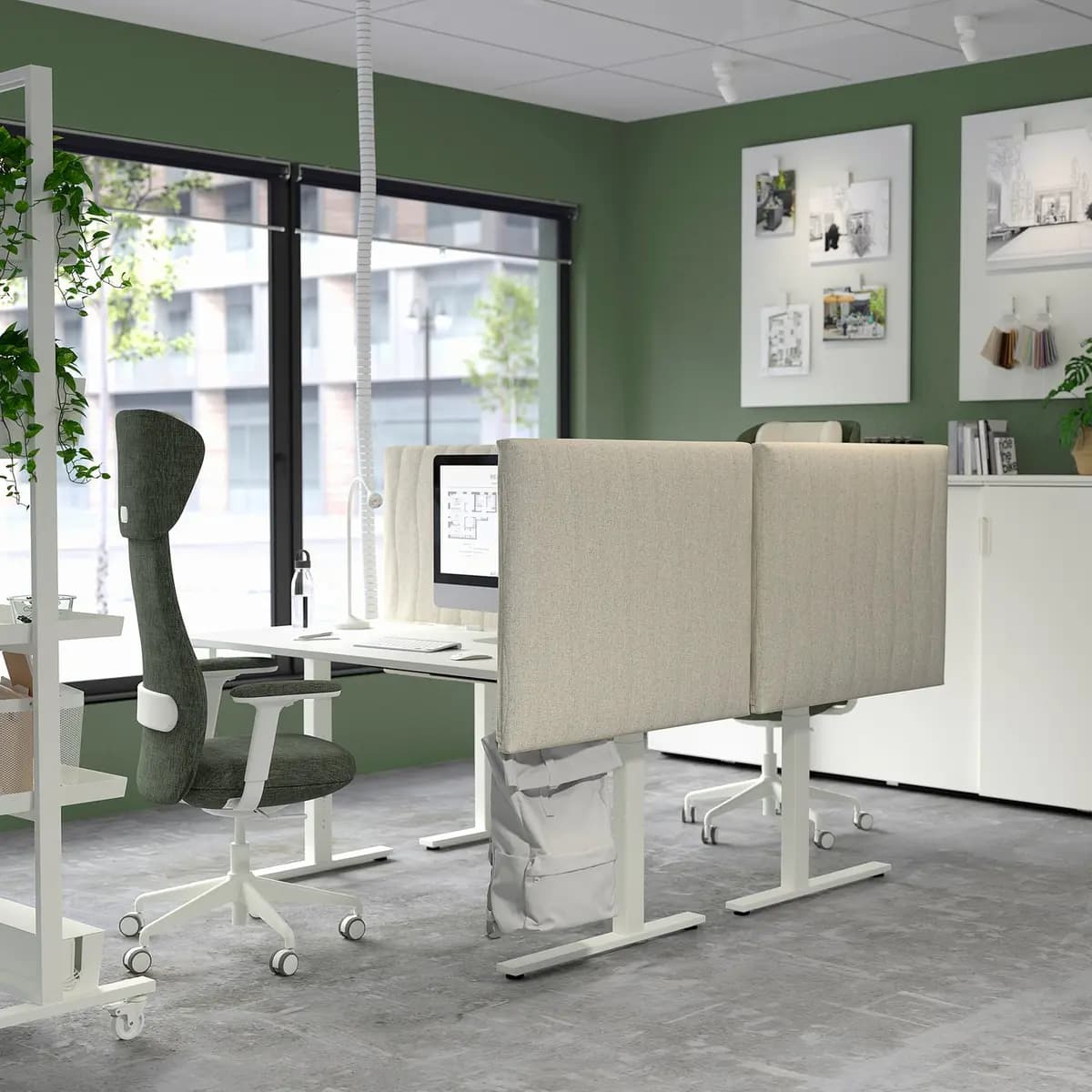 IKEA GRÖNFJÄLL Office chair with arm/headrest, Letafors green/white [Tested for 276 lb, Width 28 ", Depth 28 "]