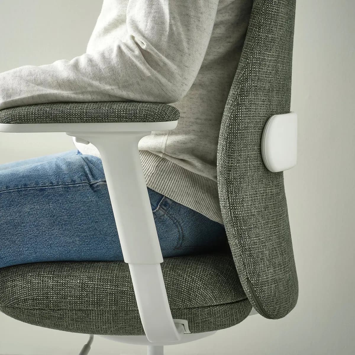 IKEA GRÖNFJÄLL Office chair with arm/headrest, Letafors green/white [Tested for 276 lb, Width 28 ", Depth 28 "]