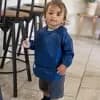 Tiny Twinkle Mess-Proof/Waterproof 2-Pack Long-Sleeve Baby Bib, Machine Washable Smock for Eating (Grey Indigo, Large 2-4 Years) [Dimensions (Overall) 27 inches (L), 13.5 inches (W